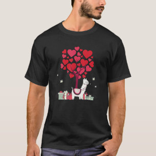 Cute Llama Valentine Heart Tree Valentines T-Shirt