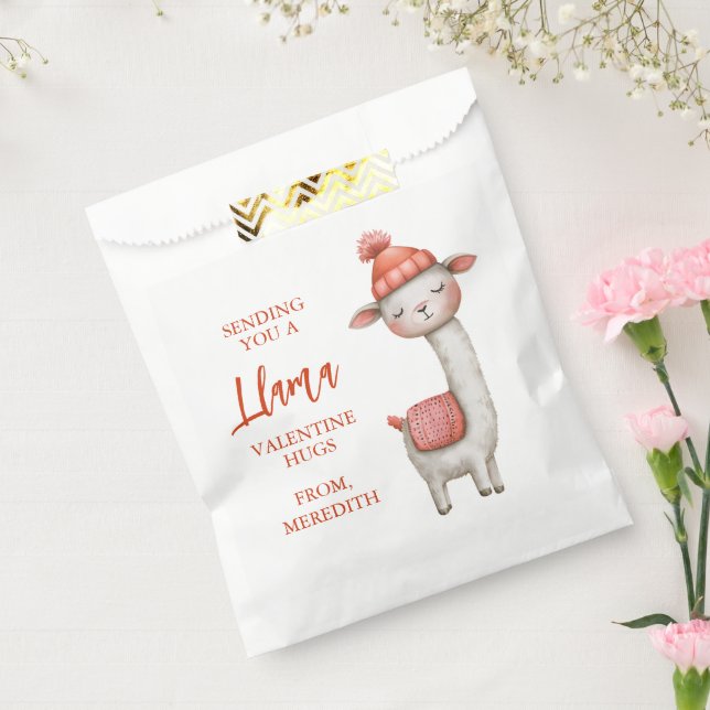 Cute Llama Valentine's Day Treat Sack, Valentine Favour Bags (Sealed)
