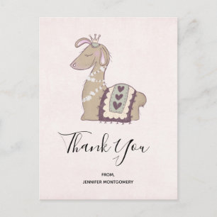 Cute Llama Wearing a Crown Thank You Postcard
