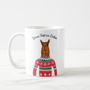 Cute Llama Wearing Funny Ugly Christmas Sweater Coffee Mug