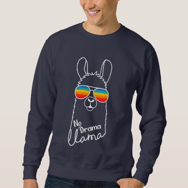Cute Llama Wearing Sunglasses Colourful Strips Sweatshirt (Front)