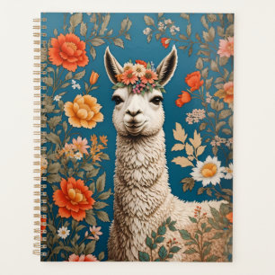 Cute Llama William Morris Inspired Floral Planner