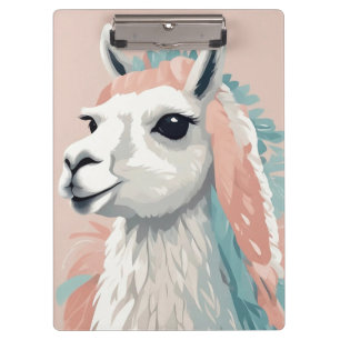 Cute Llama with Colorful Fur on its Head Clipboard