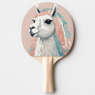 Cute Llama with Colorful Fur on its Head Ping Pong Paddle