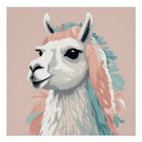 Cute Llama with Colourful Fur on its Head