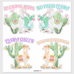Cute Llama with Fun Llama Humour Sayings - 4 Vinyl
