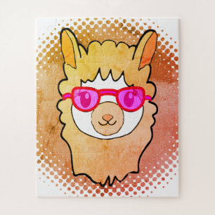 Cute Llama With Glasses Drawing Jigsaw Puzzle