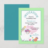 Cute Llama Young Child Birthday Party Pale Green