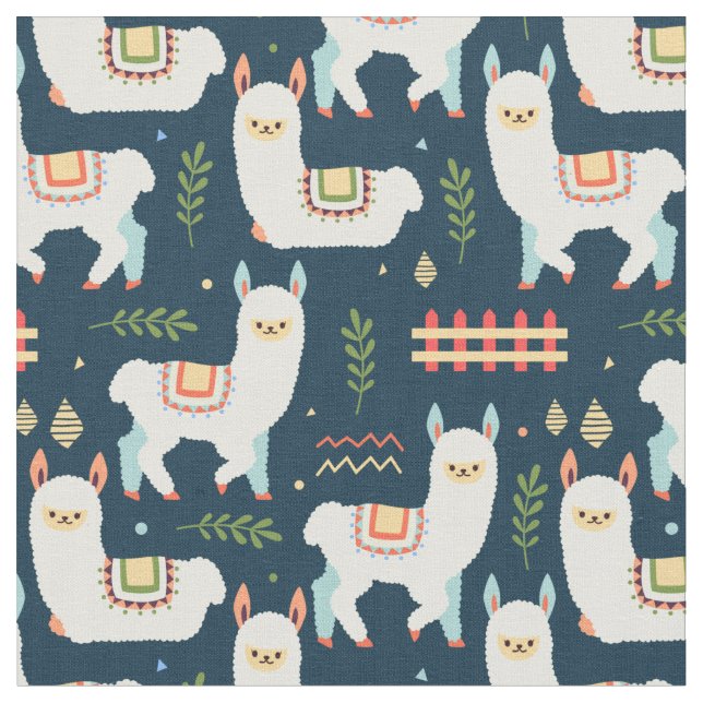 Cute Llamas Fabric (Close Up)