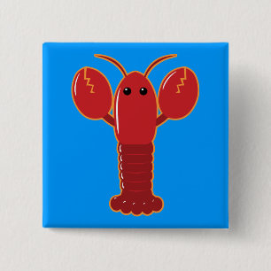 Cute Lobster 15 Cm Square Badge