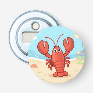 Cute lobster at the beach bottle opener