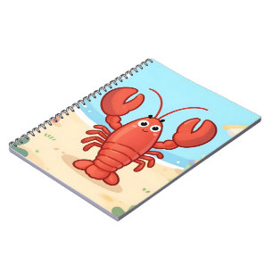 Cute lobster at the beach notebook