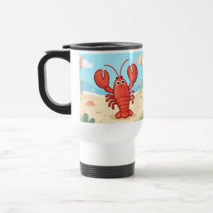 Cute lobster at the beach travel mug