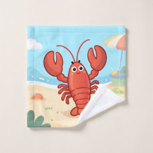 Cute lobster at the beach wash cloth