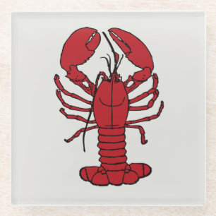 Cute Lobster Nautical beach coaster glass