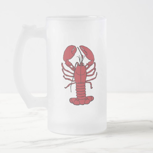 Cute Lobster Nautical beach frosted beer mug (Left)
