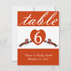 Cute lobster red custom table number card