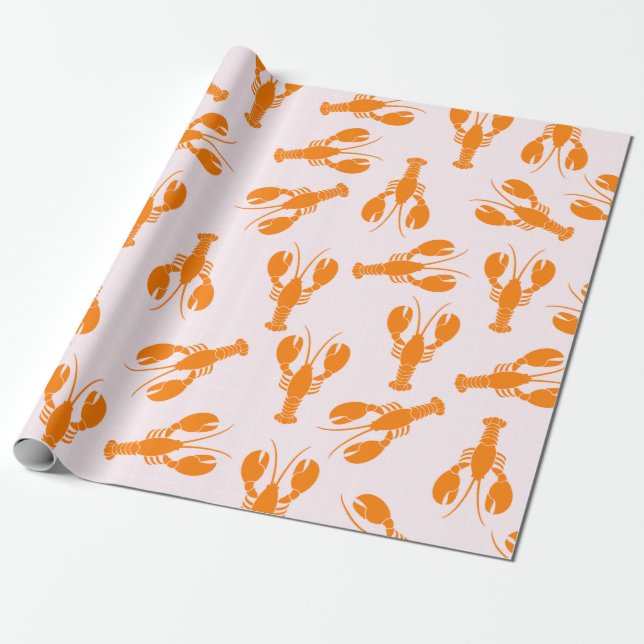 Cute Lobster Wrapping Paper (Unrolled)