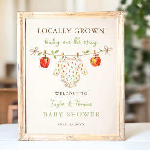 Cute Locally Grown Baby Shower Welcome Sign Poster