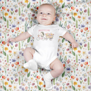Cute Locally Grown Florals & Hedgehog Baby Bodysuit