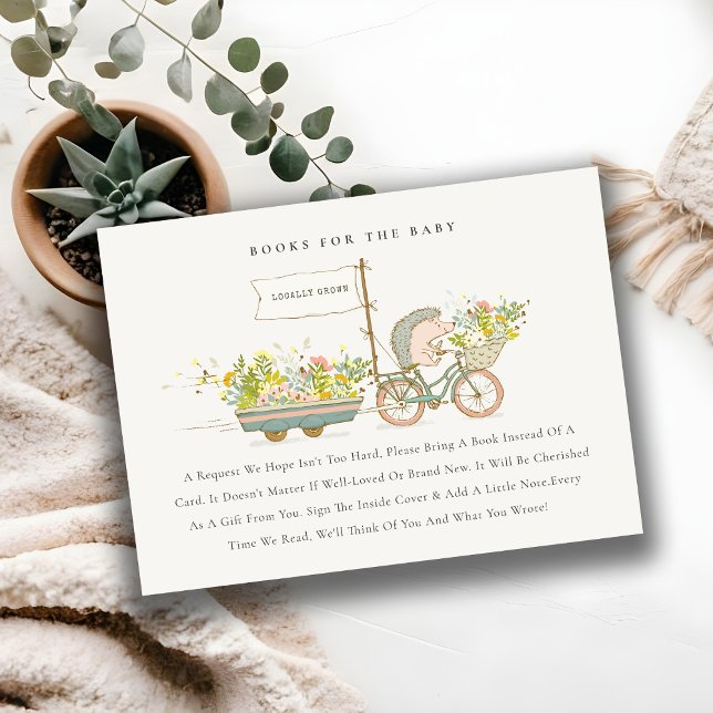 Cute Locally Grown Hedgehog Books For Baby Shower Enclosure Card (Creator Uploaded)