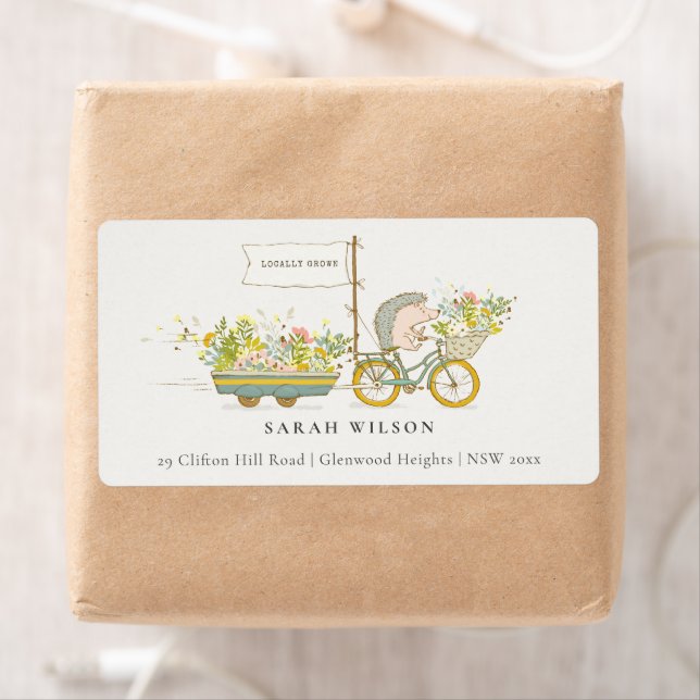 Cute Locally Grown Hedgehog Floral Bike Address (Insitu)