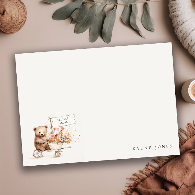 Cute Locally Grown Teddy Floral Cart Baby Shower Card (Creator Uploaded)