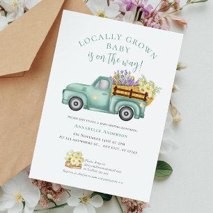 Cute Locally Grown watercolor Neutral Baby Shower Postcard