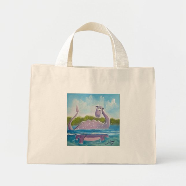 Cute loch ness monster picture mini tote bag (Front)