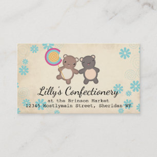 cute lollipop bears friends candy making business card
