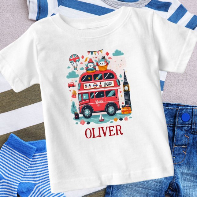 Cute London Double Deck Bus and Charming Babies Baby T-Shirt (Creator Uploaded)