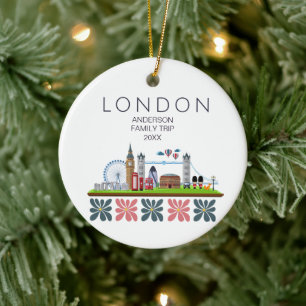 Cute London Floral City Ceramic Tree Decoration