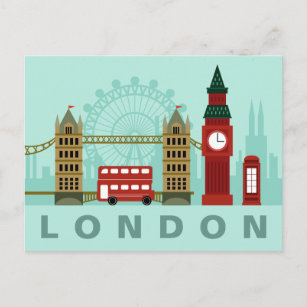 Cute London Illustration postcard