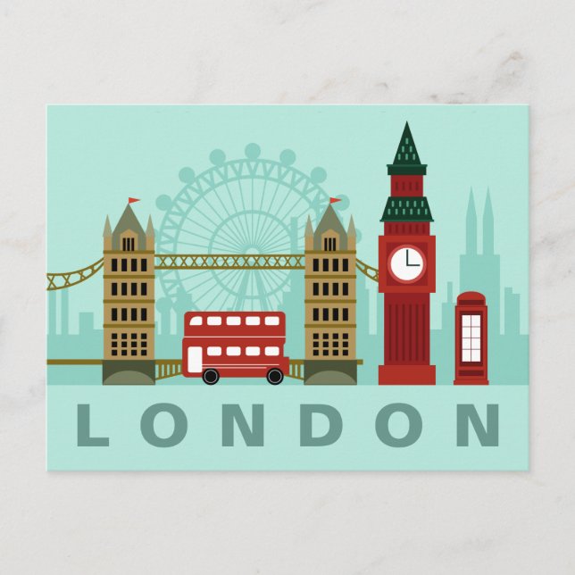 Cute London Illustration postcard (Front)