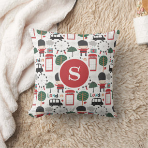 Cute London Theme Monogram Double Decker Cushion