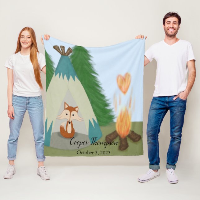 Cute Lone Fox Fleece Blanket (In Situ)