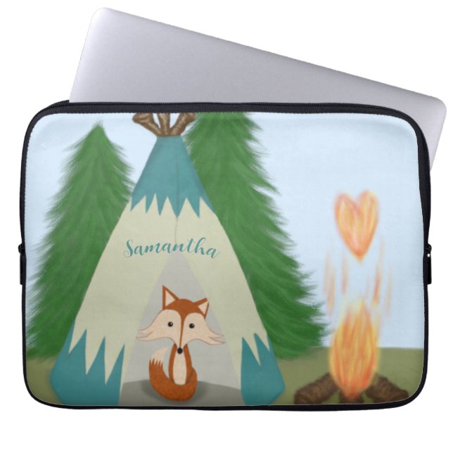 Cute Lone Fox Laptop Sleeve (Front)