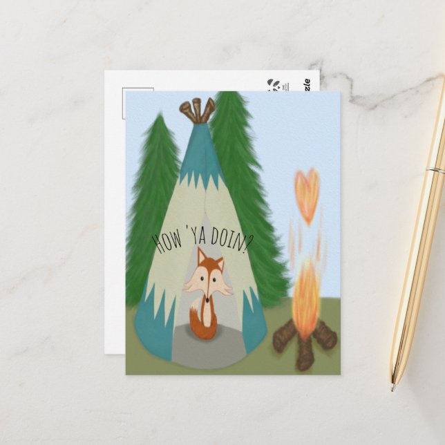 Cute Lone Fox Postcard (Front/Back In Situ)