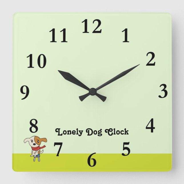 Cute Lonely Dog Clock! Square Wall Clock (Front)