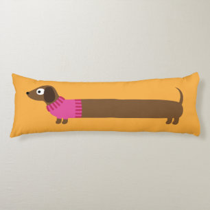 Cute Long Dachshund Illustration Body Cushion