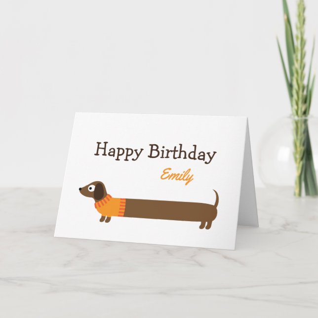 Cute Long Dachshund Illustration Card (Front)