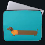 Cute Long Dachshund Illustration Laptop Sleeve<br><div class="desc">Cute long dachshund in a sweater. Customisable background colour.</div>