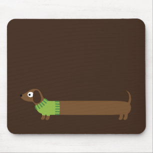Cute Long Dachshund Illustration Mouse Pad