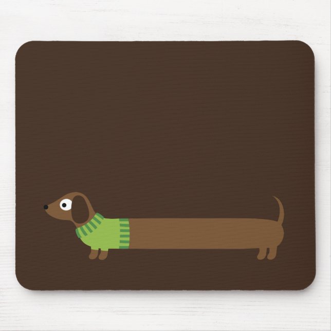 Cute Long Dachshund Illustration Mouse Pad (Front)