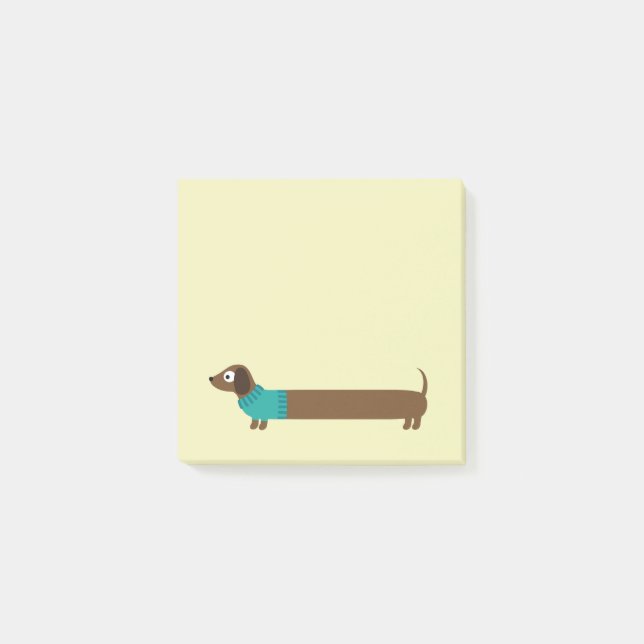 Cute Long Dachshund Illustration Post-it Notes (Front)
