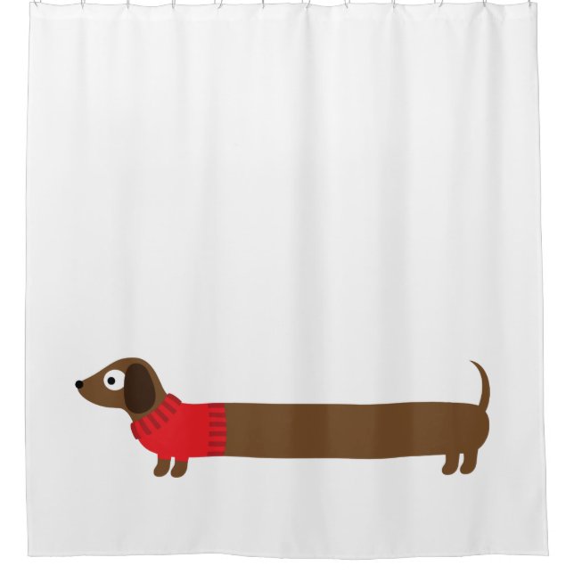 Cute Long Dachshund Illustration Shower Curtain (Front)