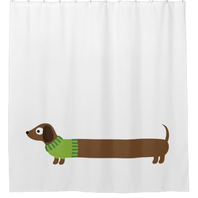 Cute Long Dachshund Illustration Shower Curtain (Front)