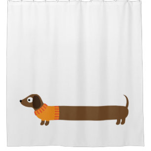 Cute Long Dachshund Illustration Shower Curtain