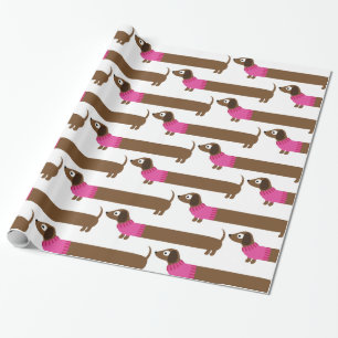 Cute Long Dachshund Illustration Wrapping Paper