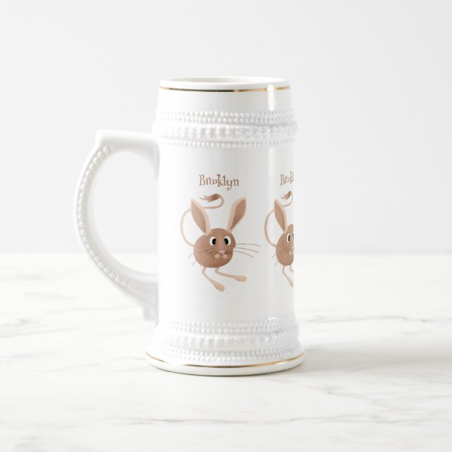 Cute long eared jerboa cartoon illustration beer stein (Left)